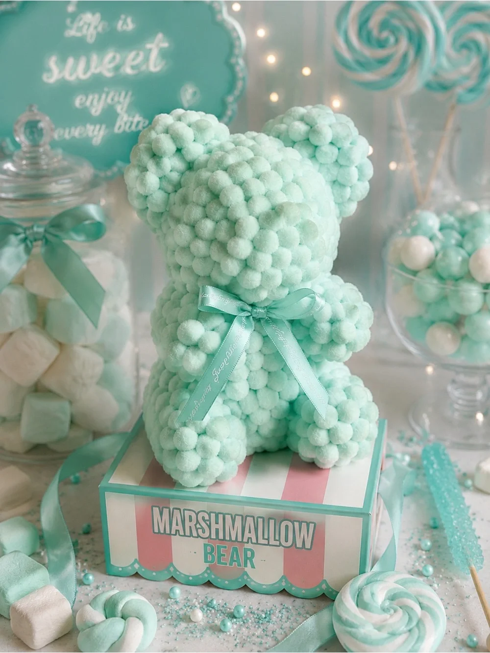 💗5 for $25💗 Motion Design Always & Forever Mint Marshmallow Bear Decor Plush